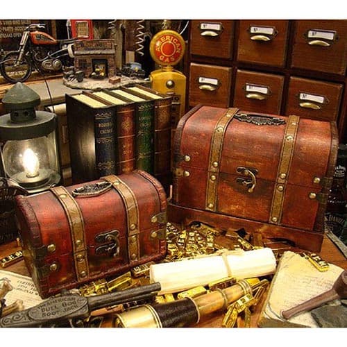 우드 빈티지 보물상자 소품박스