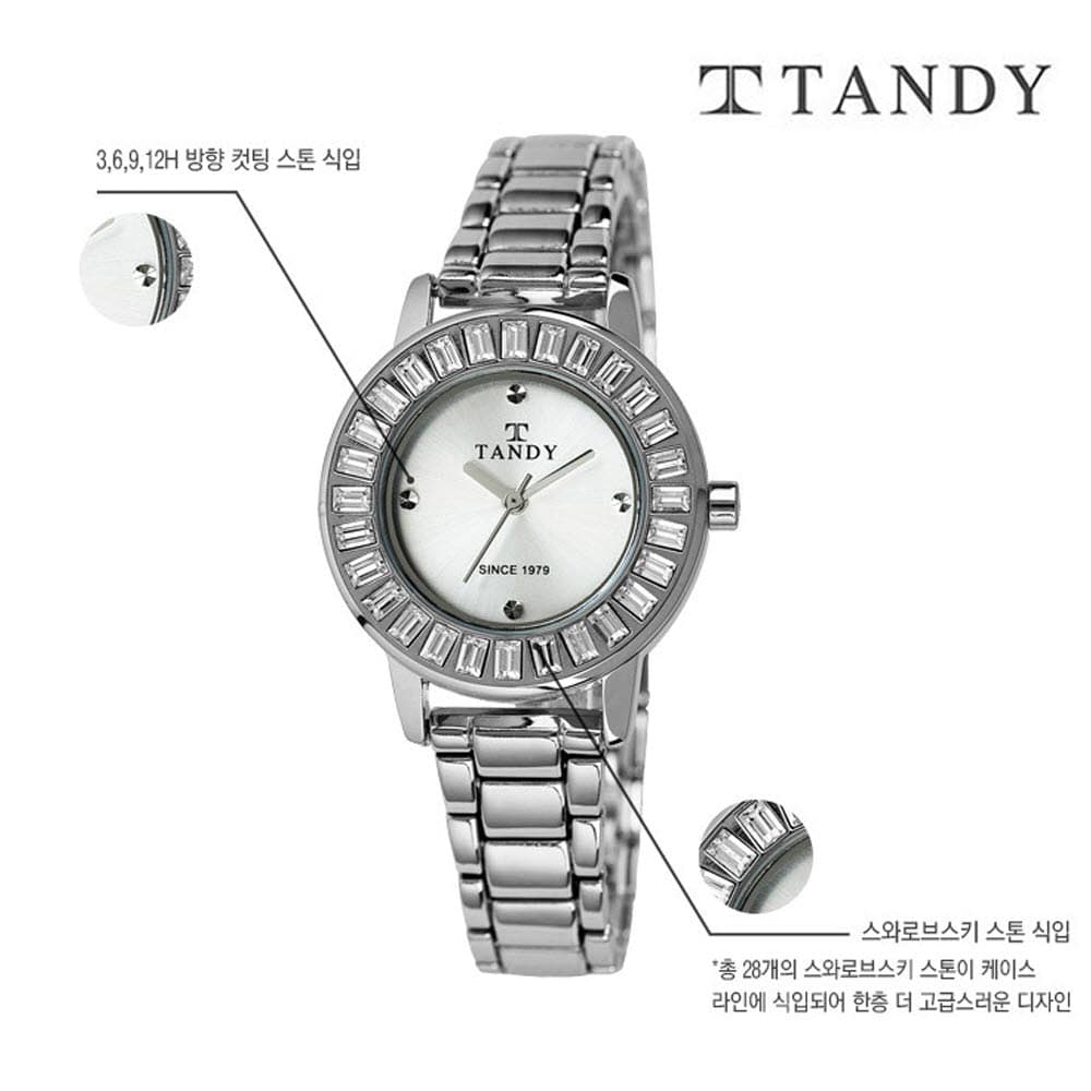 [TANDY] 탠디 럭셔리 여성용 쥬얼워치(스와로브스키 식입) T-4034 실버