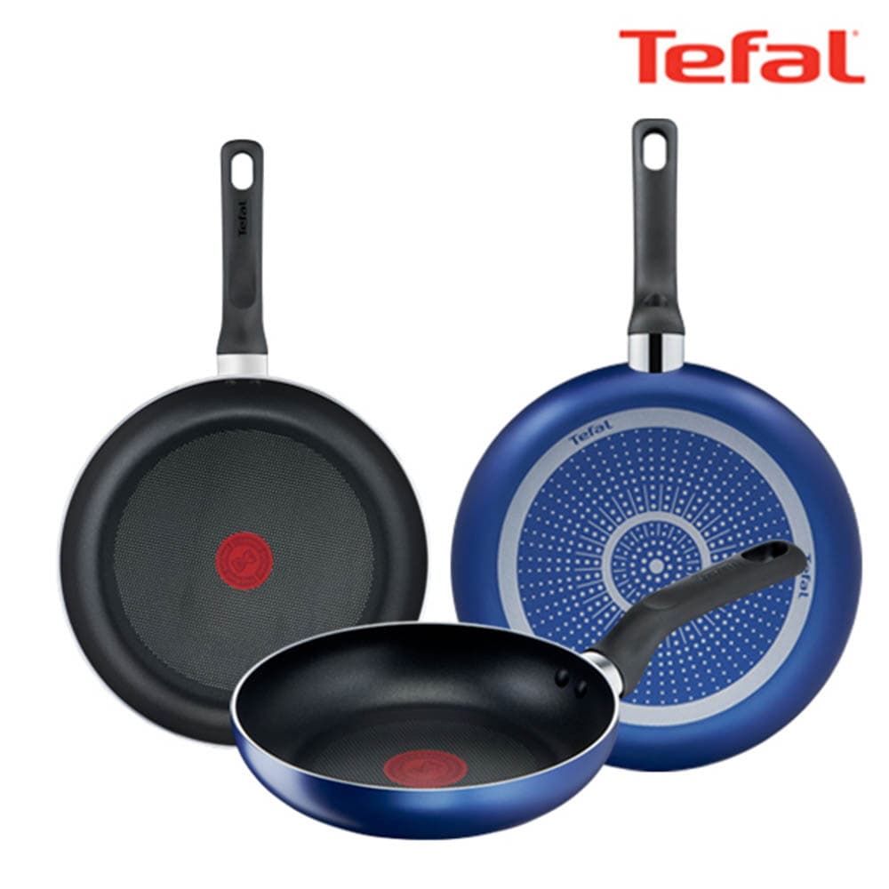 테팔 팬&냄비 PTFE 미드나잇 블루 3종세트 (프라이팬 20cm + 24cm + 26cm)