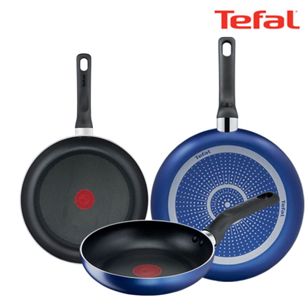 테팔 팬&냄비 PTFE 미드나잇 블루 3종세트 (프라이팬 20cm + 24cm + 28cm)