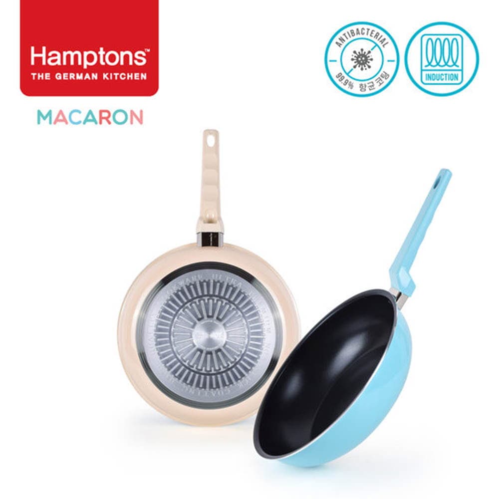 [Hamptons] 독일 햄튼 99.9%항균 마카롱 인덕션 후라이팬 2종 세트(28F+28W)