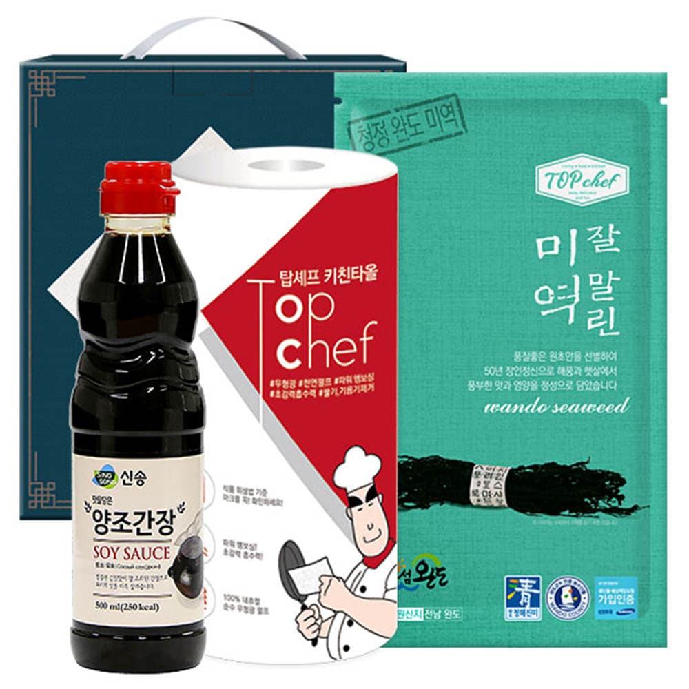 신송 양조간장 청정완도미역40g 키친타올(3종)