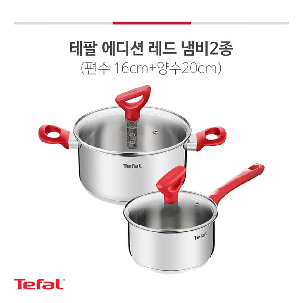 테팔 에디션 레드 인덕션 냄비 편수16+양수20cm