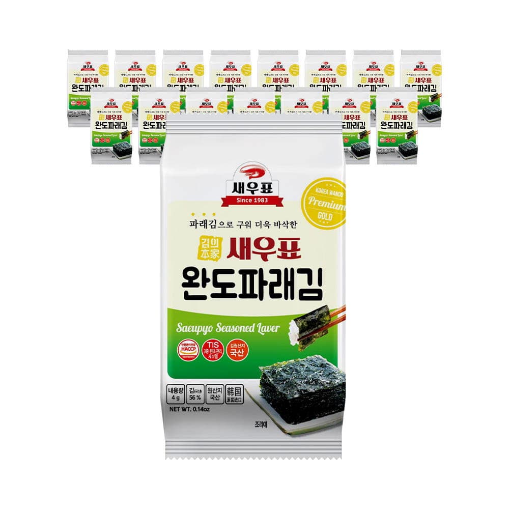 [새우표] 완도 파래 도시락김 4g x 16봉