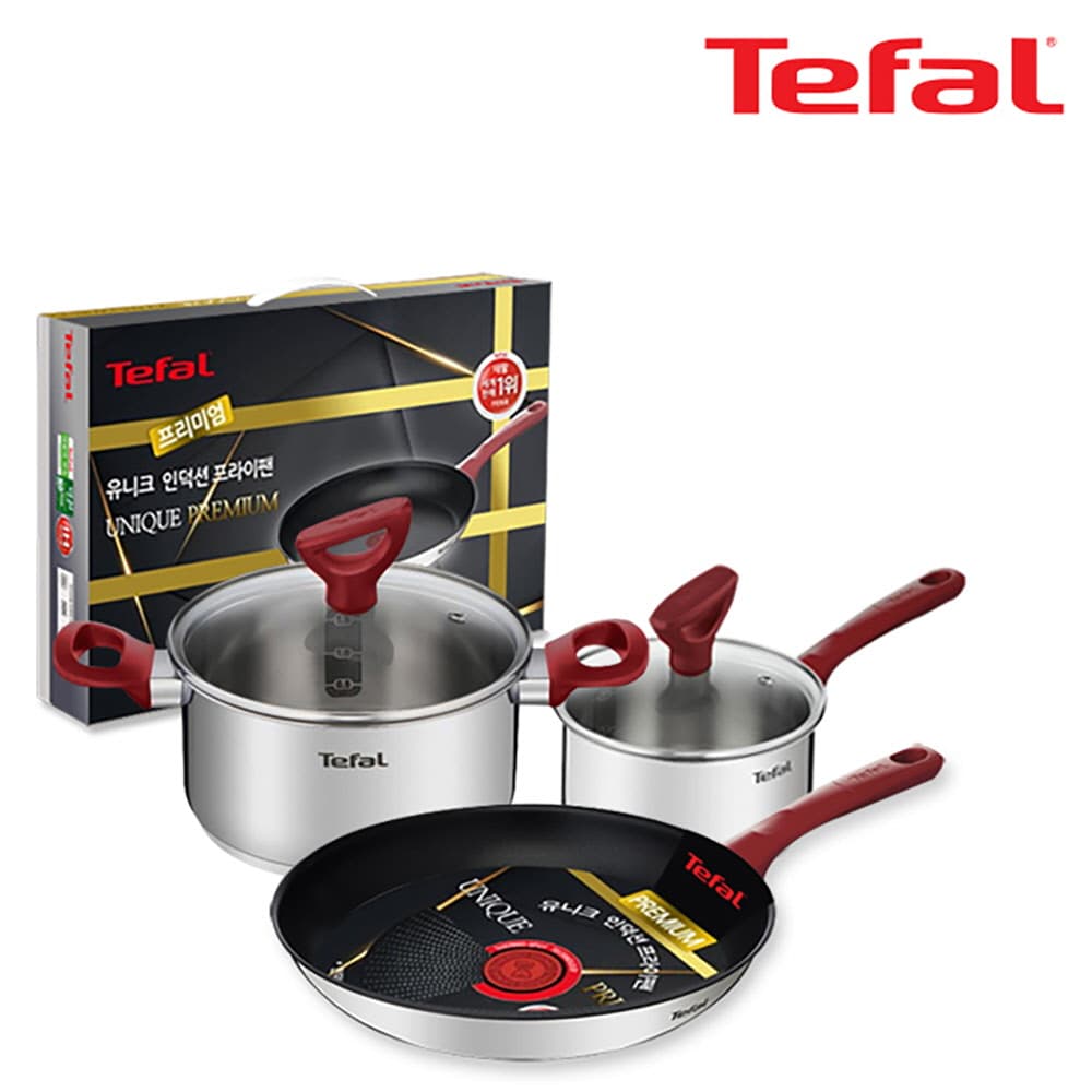 테팔 유니크 인덕션 프리미엄 프라이팬 28cm+냄비 편수 16cm+양수 20cm CT1-UQFP28P1620