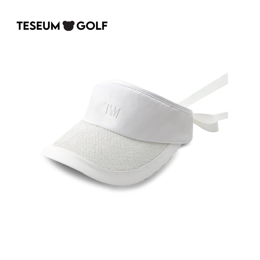 [TESEUM GOLF]테지움 메탈릭 리본 썬캡 화이트