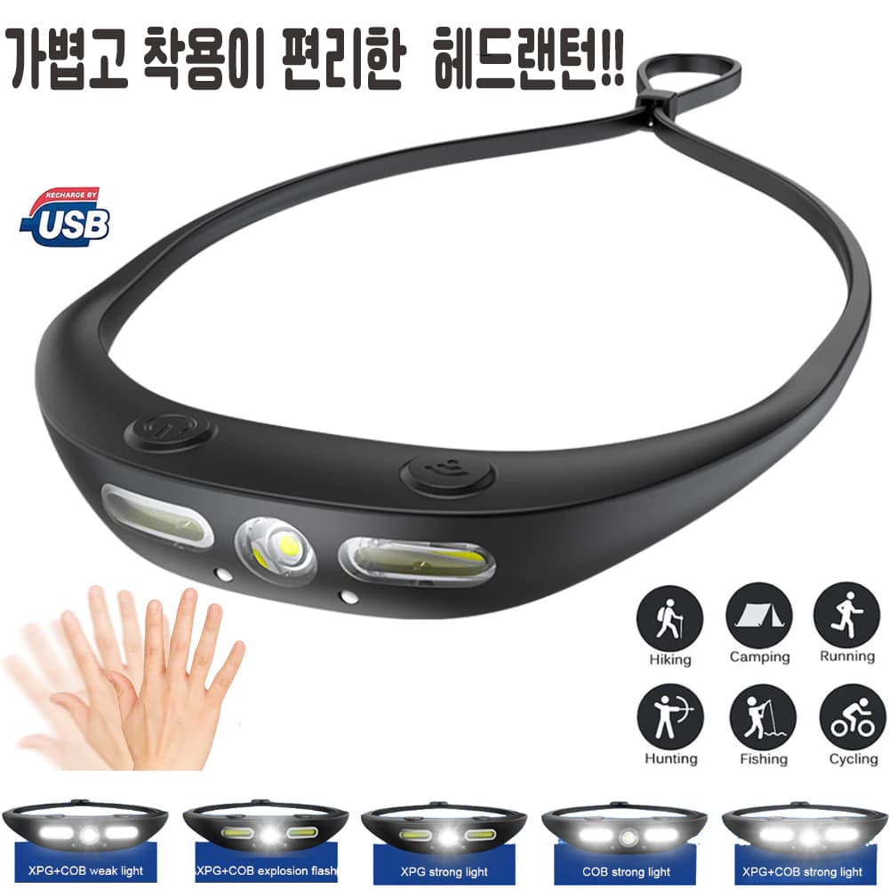 가볍고 착용이 편리한 LED 야외 캠핑랜턴 XHG COB 헤드랜턴 KXK801