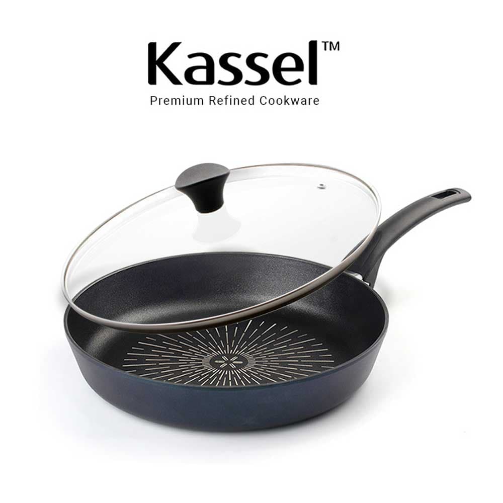 카셀 국내생산 블루 라이트 인덕션 (IH) 프라이팬 24cm +유리뚜껑 24cm