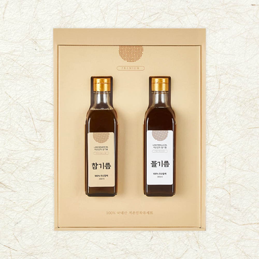 [기품맛담] 국산참기름300ml+국산들기름300ml 선물세트