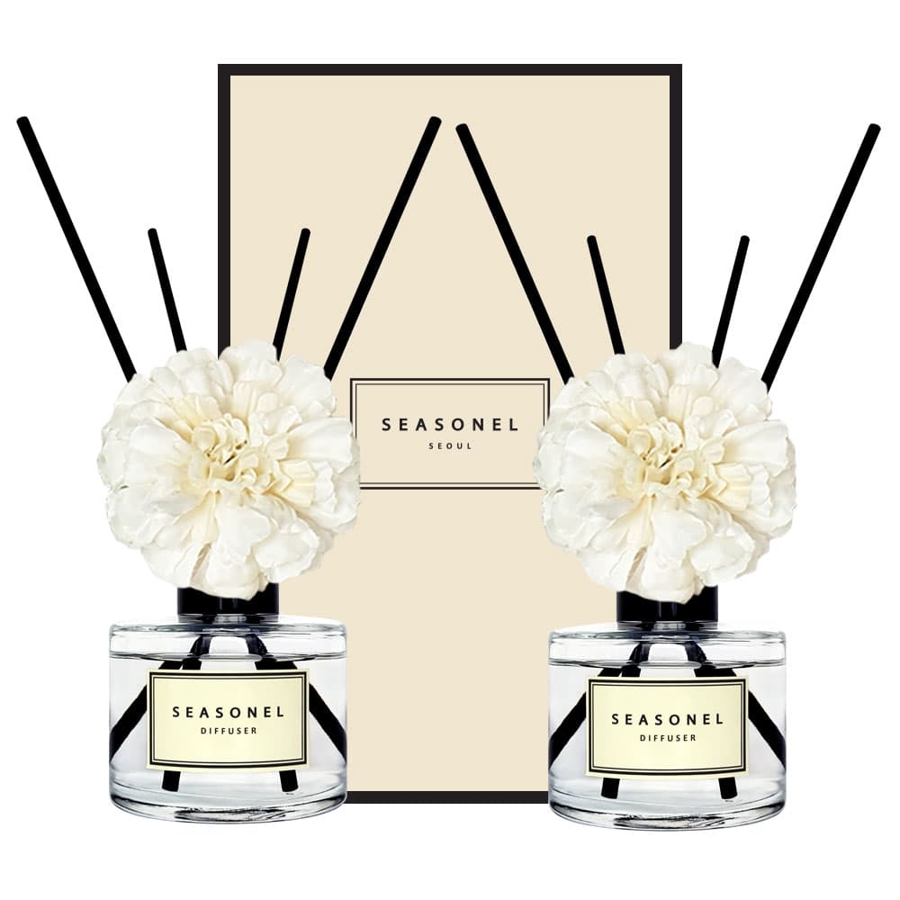 시즈넬 플라워 디퓨저 120ml 더블 선물세트 지니아_화이트