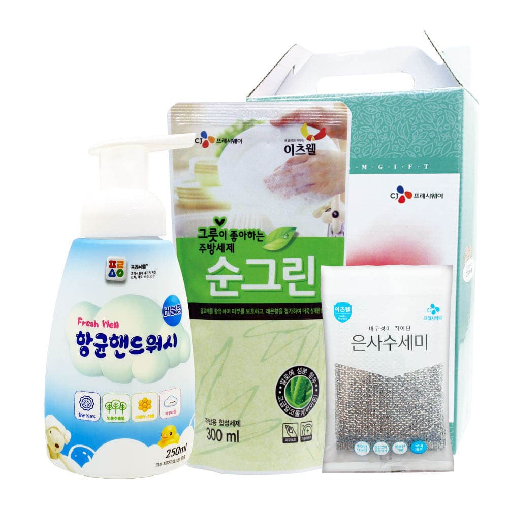 CJ순그린(리필),수세미,핸드워시 3종세트 02066