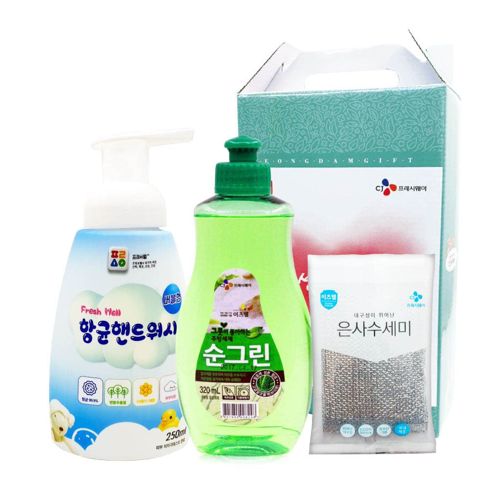 CJ순그린(320용기),수세미,핸드워시 3종세트 00895