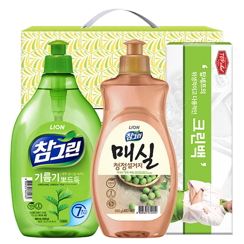 참그린녹차500용기 매실500용기 크린백(3종)