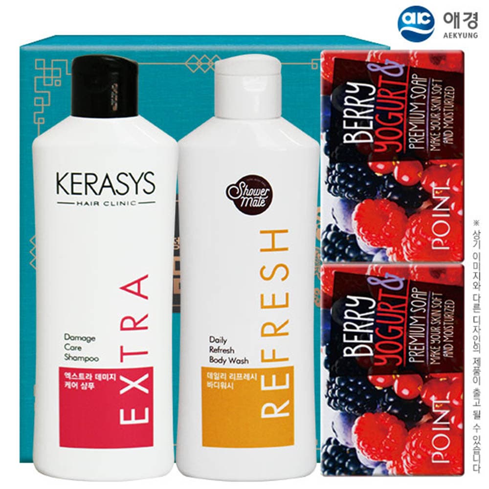 애경 케라시스샴푸180용기 샤워메이트 포인트베리비누2P(4종)