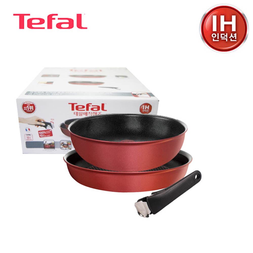 테팔 매직핸즈 인덕션 로즈 서프라이즈 프라이팬 28cm+볶음팬 26cm+10년 안심손잡이 TFC-RSMHF8W6H