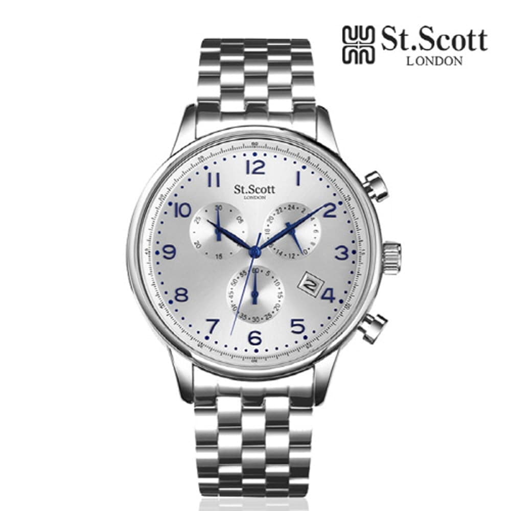 세인트스코트 크로노그래프 남성 메탈시계 ST5109M-SSS