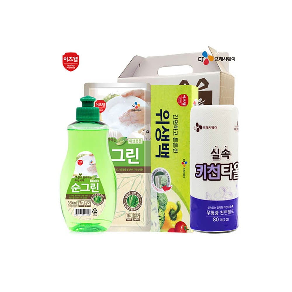 CJ 순그린용기,리필,위생백,키친타올4종세트