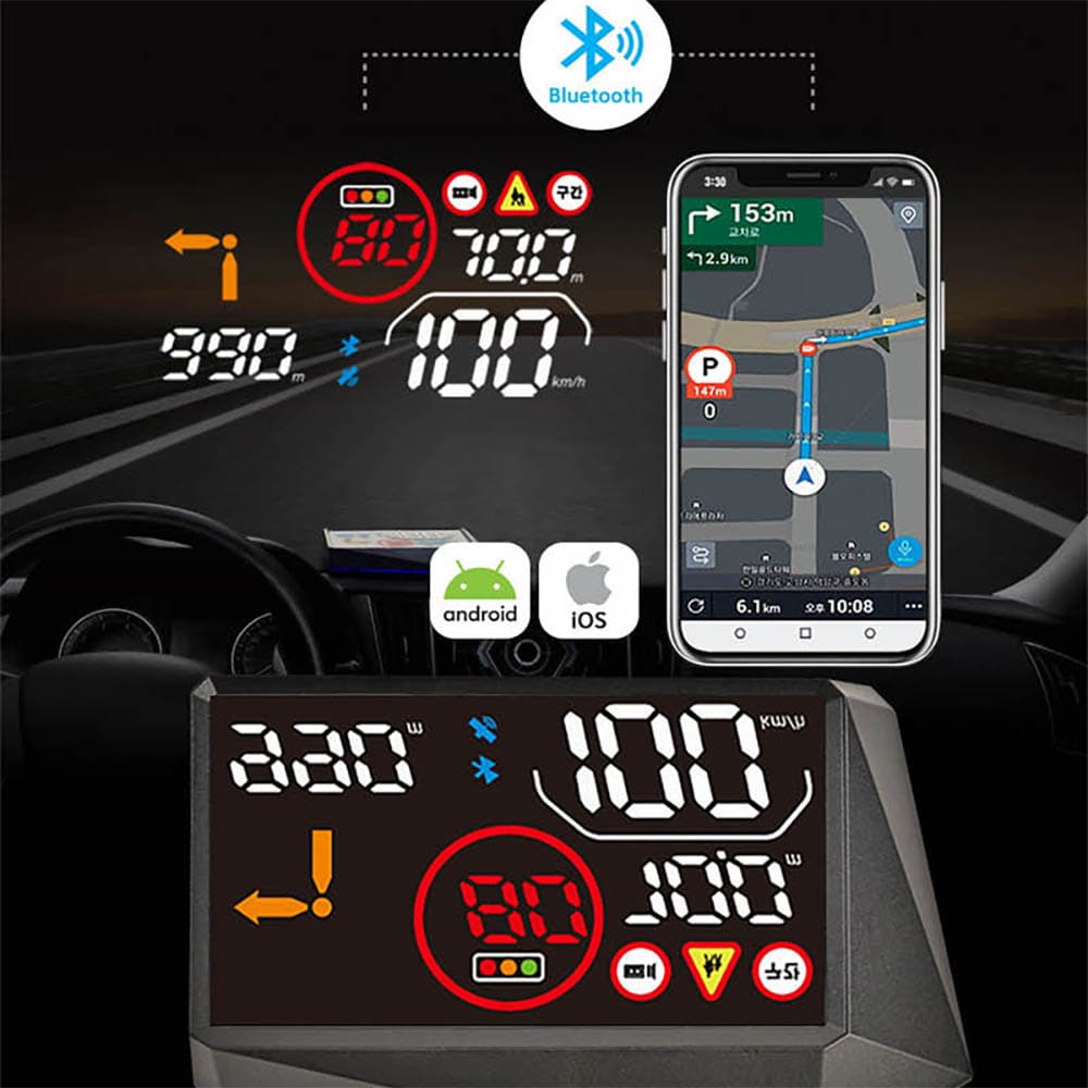 카포스 T-HUD HUD 헤드업 디스플레이 차량용 티맵 API 내비게이션 T202