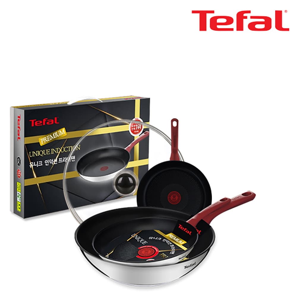 테팔 유니크 인덕션 프리미엄 프라이팬 20cm+24cm+멀티팬 28cm+유리뚜껑 CT1-UQFP2024W28G