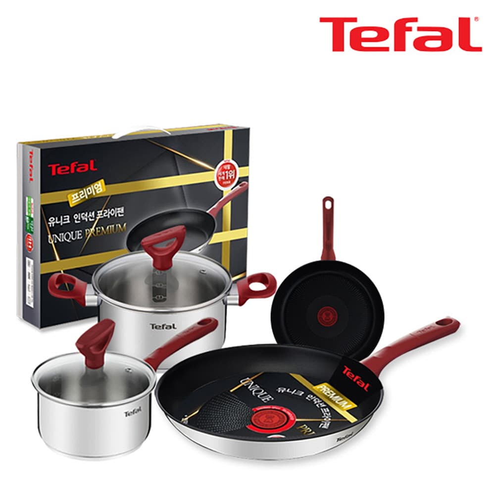 테팔 유니크 인덕션 프리미엄 프라이팬 20cm+28cm+냄비 편수 16cm+양수 20cm CT1-UQFP2028P1620