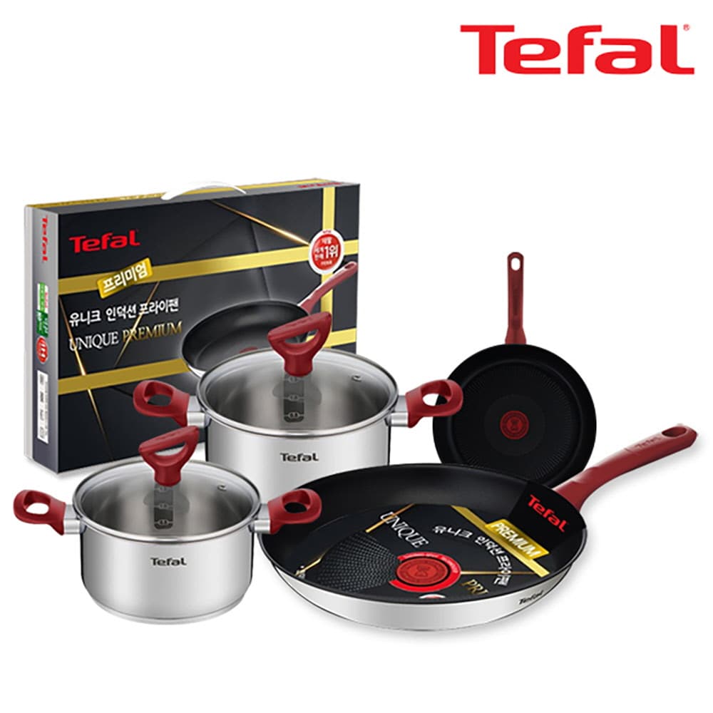 테팔 유니크 인덕션 프리미엄 프라이팬 20cm+28cm+냄비 양수 18cm+20cm CT1-UQFP2028P1820