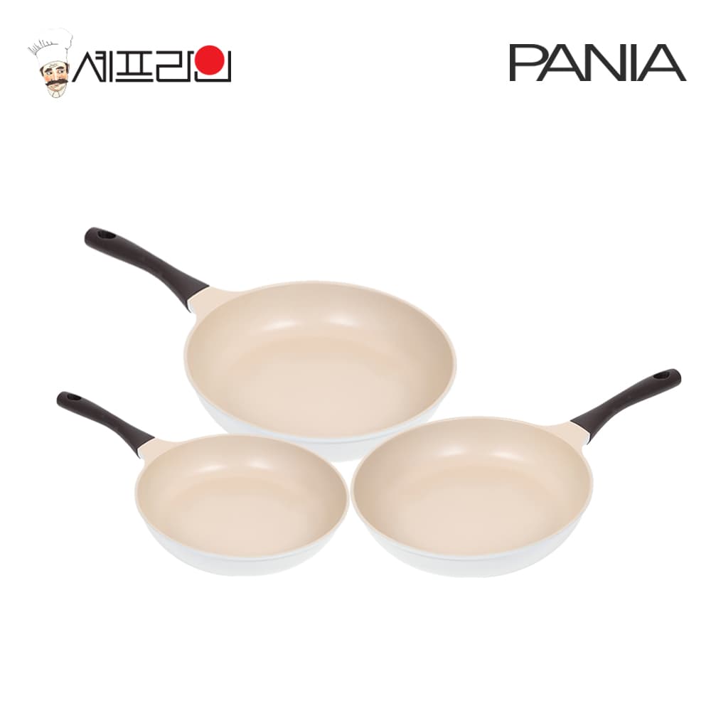 셰프라인 페니아(pania) 인덕션 IH 크림후라이팬 3종세트(20+24+28)