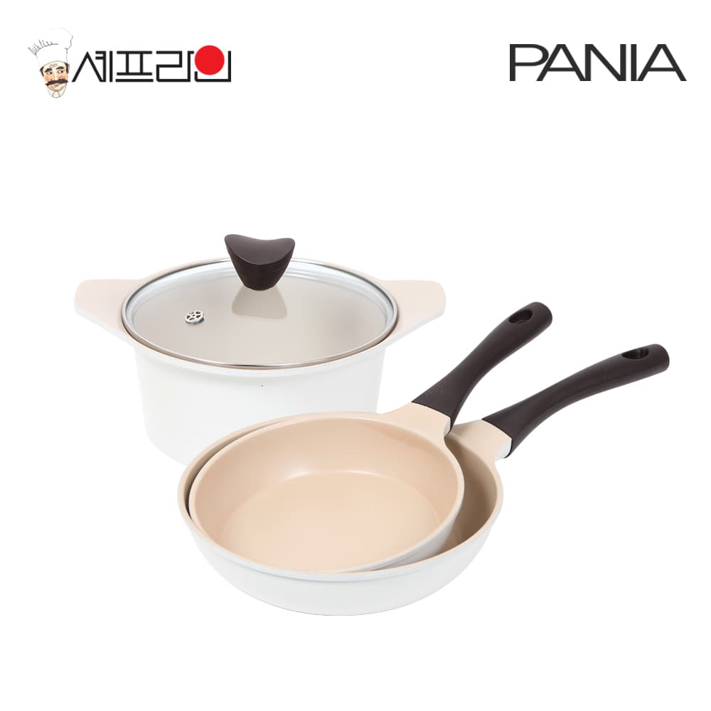 셰프라인 페니아(pania) 인덕션 IH 크림후라이팬,냄비 3종세트(24+28+16양)