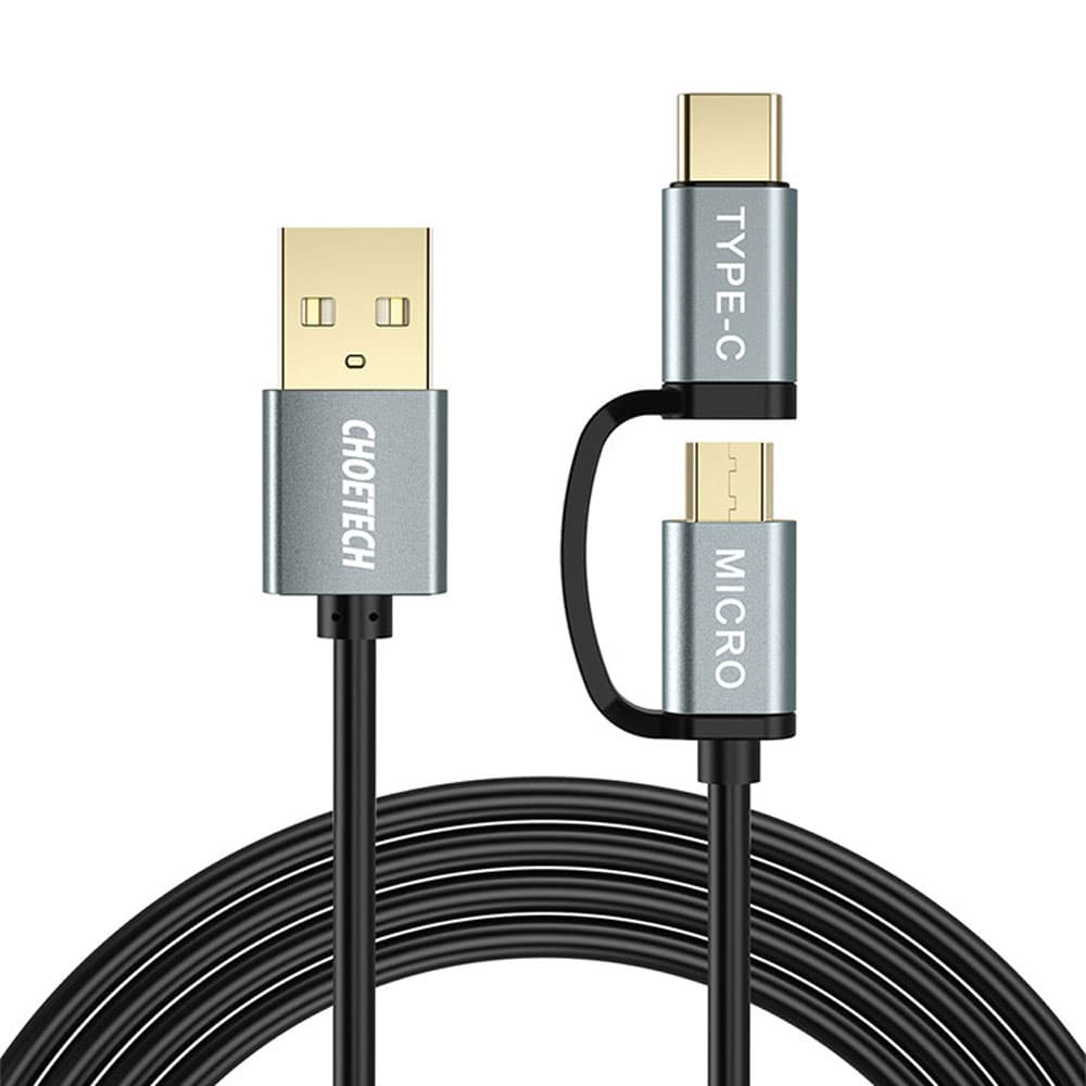 choetech 2in1 USB to C타입 + 마이크로 5핀 케이블 (1.2m) XAC-0012-102BK