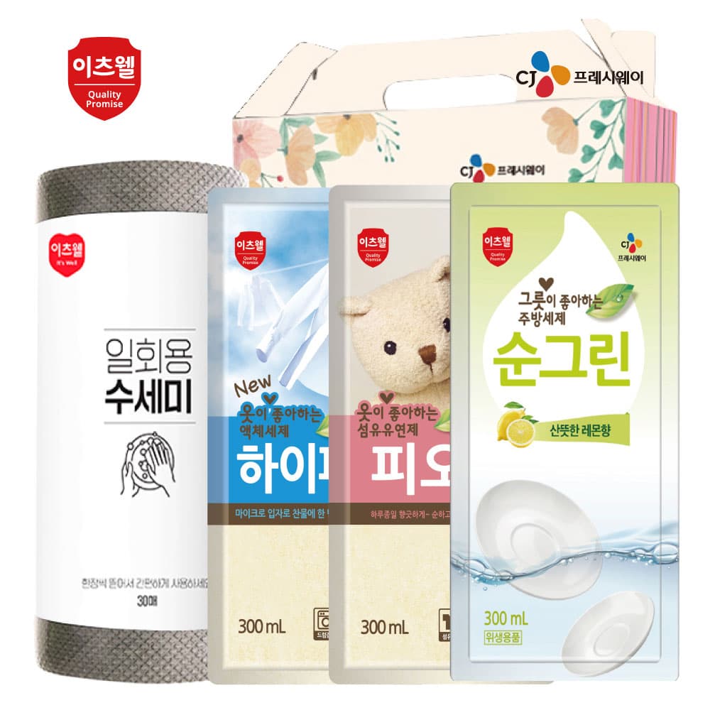 CJ뜯어쓰는수세미30매,하이파워(리필),피오린(리필),순그린(리필) 4종세트