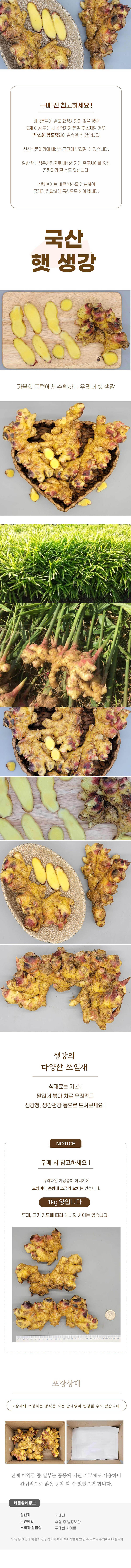 24년산 국산 생강 2kg(특품) 상세이미지
