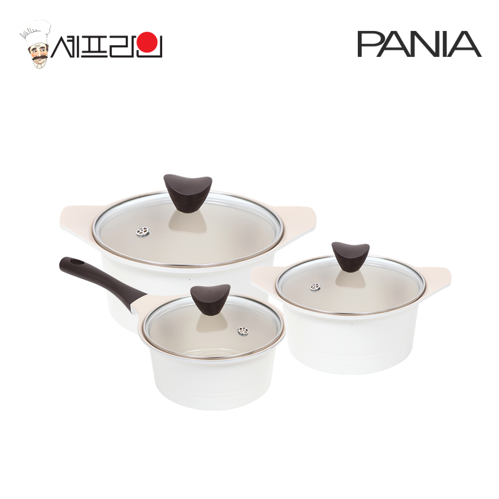 셰프라인 페니아(pania) 인덕션 IH 크림세라믹냄비 3종세트 (18편수+20양수+24양수) 상세이미지