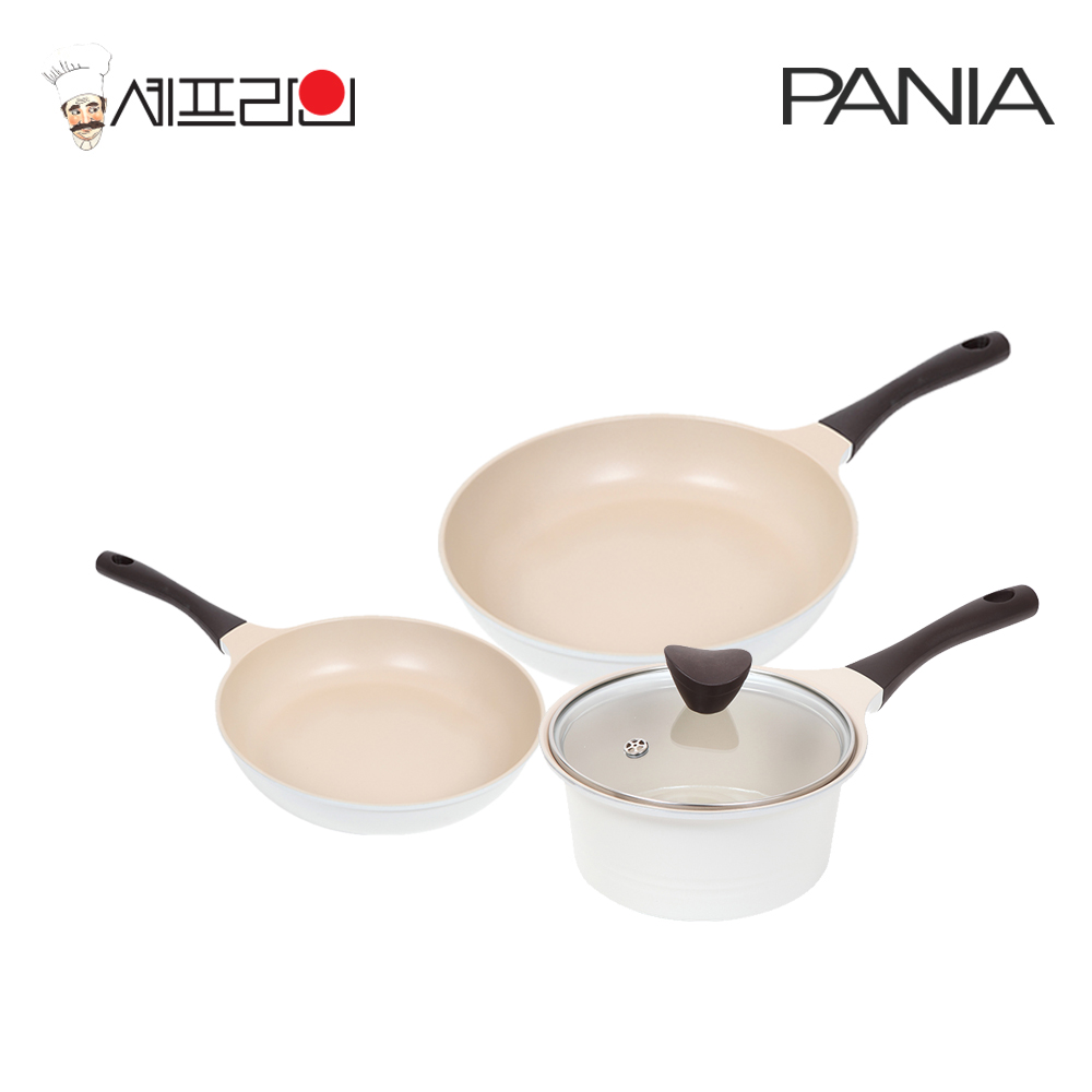 셰프라인 페니아(pania) 인덕션 IH 크림후라이팬,냄비 3종세트(20+24+18편) 상세이미지