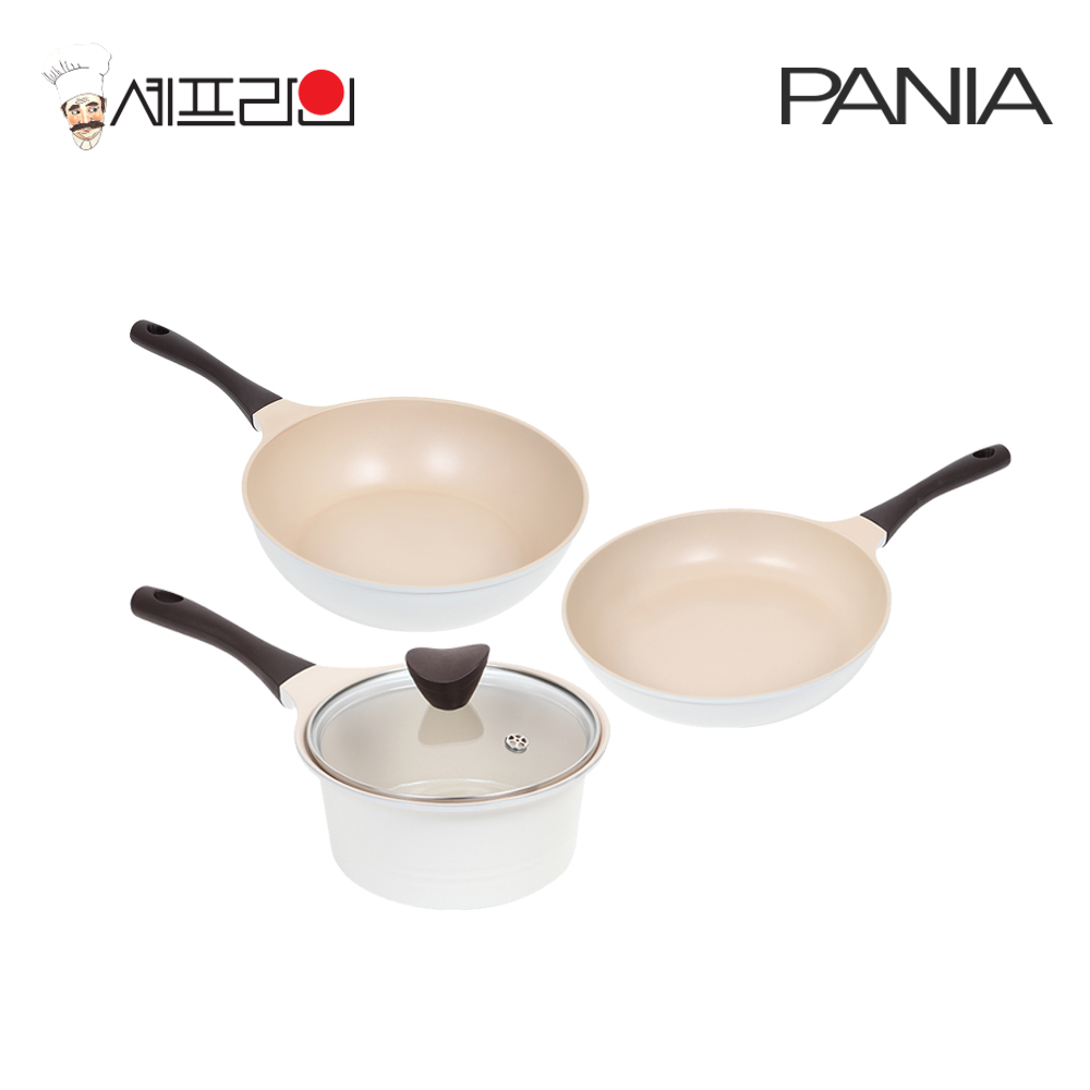 셰프라인 페니아(pania) 인덕션 IH 크림후라이팬,냄비 3종세트(24+28궁+18편) 상세이미지