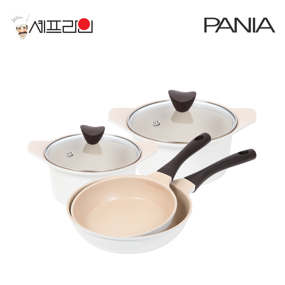셰프라인 페니아(pania) 인덕션 IH 크림후라이팬,냄비 4종세트(20+24후+20양+18편수) 상세이미지