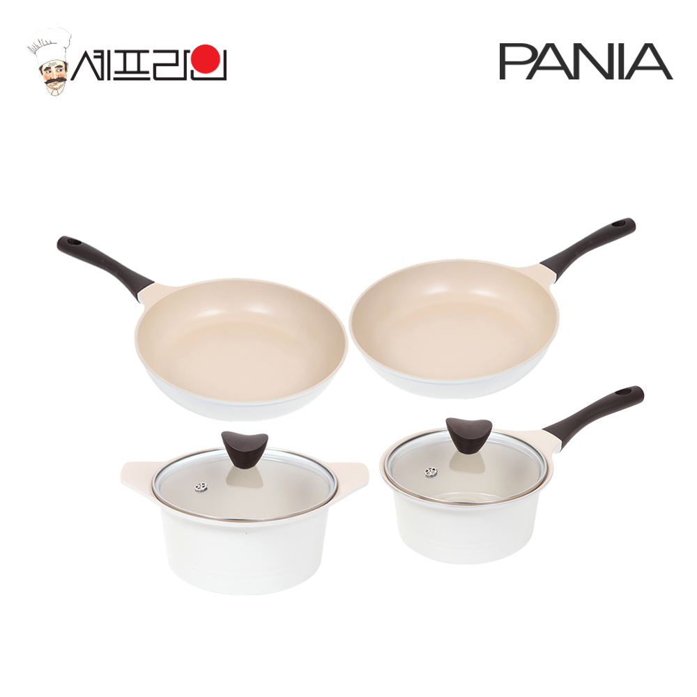 셰프라인 페니아(pania) 인덕션 IH 크림후라이팬,냄비 4종세트(20+28+16양+18편수) 상세이미지