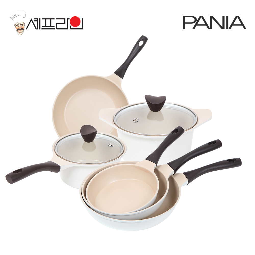 셰프라인 페니아(pania) 인덕션 IH 크림후라이팬,냄비 6세트(20+24+28+16양+18편+24양) 상세이미지
