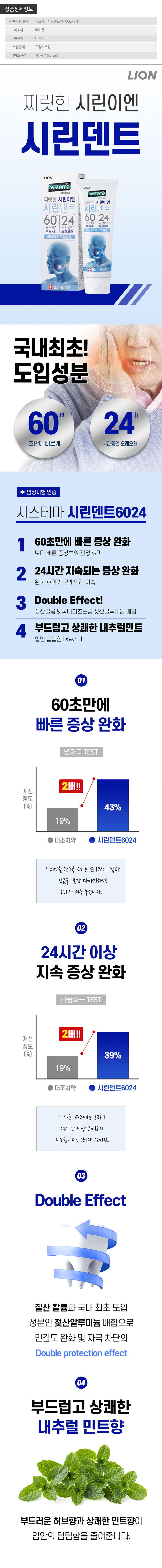 (포장)시스테마 시린덴트치약90g 3P 상세이미지