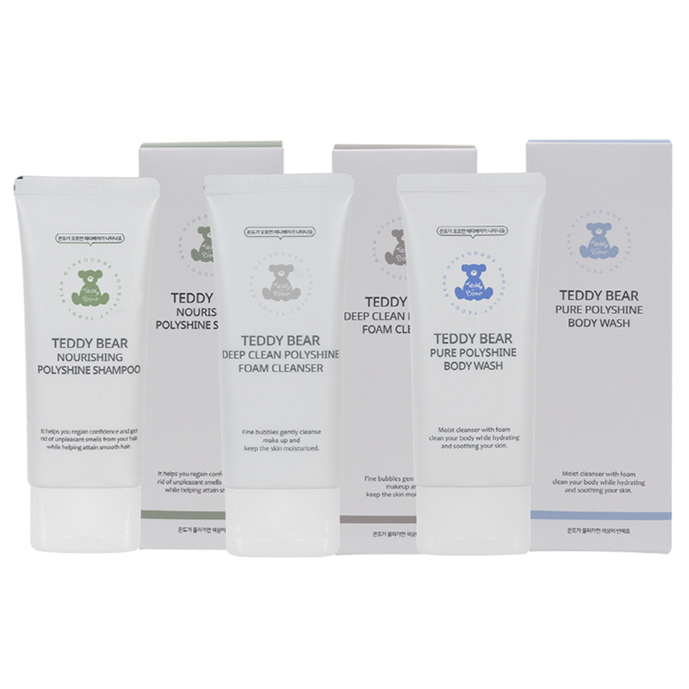 루즈벨트 테디베어 클린 스칼프 폴리샤인 샴푸(50ml)+딥클린 폴리샤인 폼클렌저(50ml)+퓨어 폴리샤인 바디워시(50ml) TBC-12 상세이미지