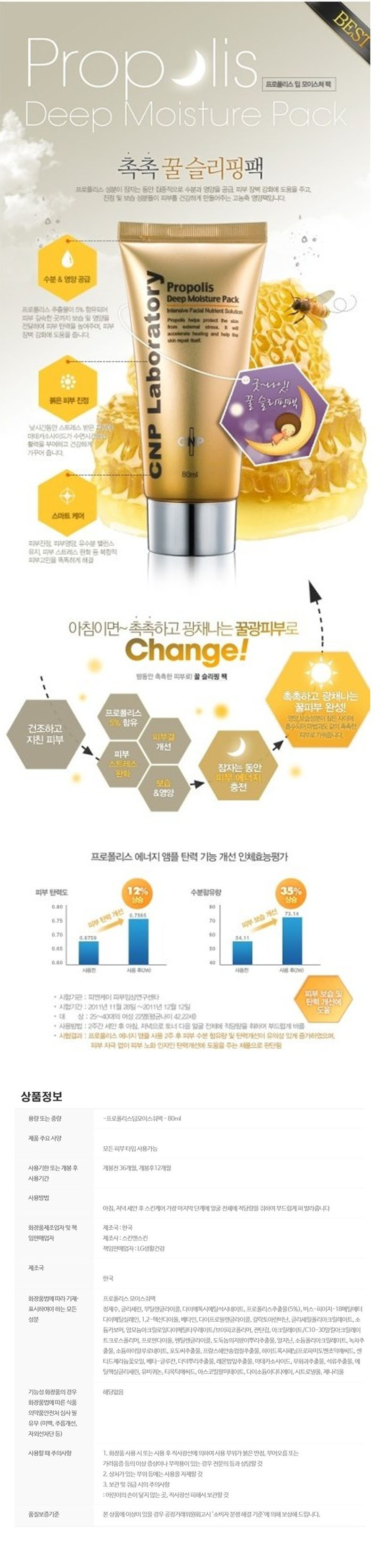 CNP 차앤박 프로폴리스 딥 모이스춰 팩 80ml 상세이미지