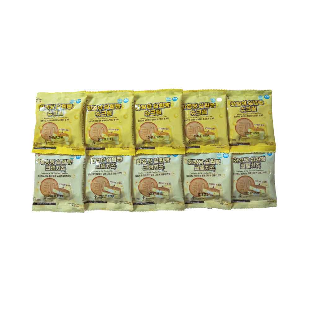 화정당 십원빵 크림치즈 45g (5개) + 슈크림 45g (5개) 상세이미지